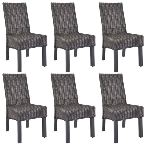 Swen Studio -  Dining Chairs 6 pcs Brown Kubu Rattan and Mango Wood (3x246655)